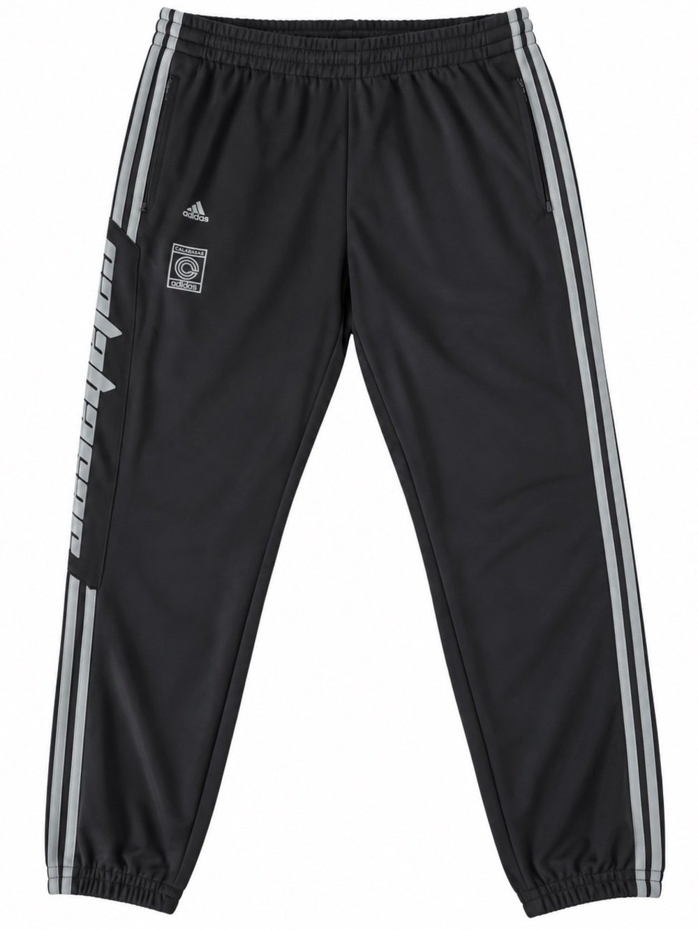 adidas Calabasas Black Joggers with Gray Side Stripes